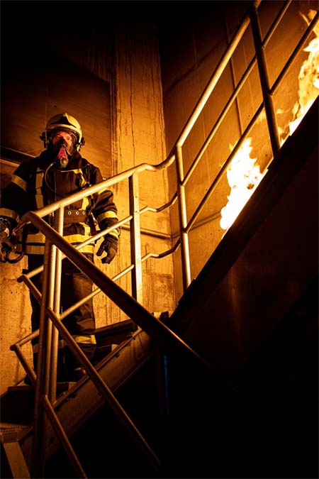 Fireman in Burning Building