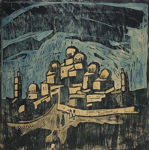 William H. Johnson-Landscape with Mosques-Tunis